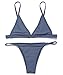 RELTANGL Women's 2 Piece Bikini Triangle Top Brazilian Bottom Swimwear Set, Gray, Small