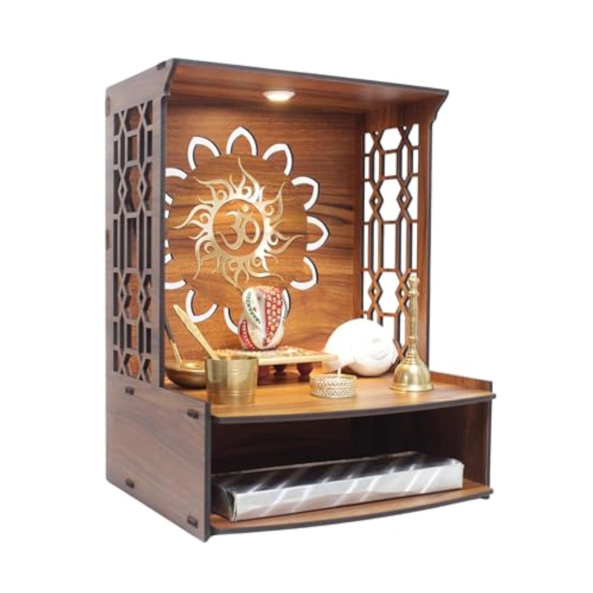 Wall Mounted Wooden Pooja Mandir for Home