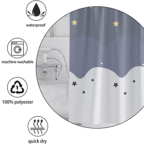 Star Shower Curtain, Purple Shower Curtain For Bathroom, Polyester Bath Curtain Washable Waterproof Shower Curtain Texture Shower Curtain Set With Hooks, 72 X 72 Inches #TOP5