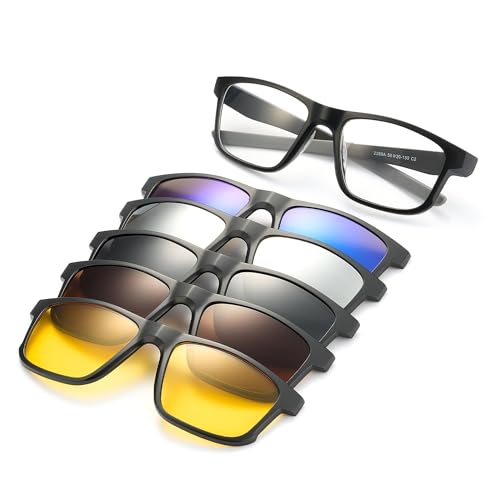 Gafas Graduadas con Clip Magnético: Análisis y Opiniones de los Mejores Modelos JIM HALO Magnetic 5Pcs Gafas de Sol Hombre Polarizadas Clip con Montura de Plástico para Conducción Nocturna