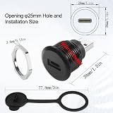 QIANRENON USB 3.0 na gwint USB C mocowanie adapter montażowy 5 Gbps USB 3.0 wtyczka do gniazda USB C okrągłe złącze USB 3.0 na typ C do wbudowania, wodoszczelna/pyłoszczelna, do transferu