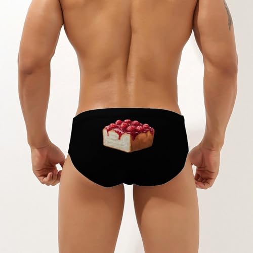Honey Bread Brick Toast Printed Swim Briefs for Men Sexy Bikini Swimwear Elastic Beach Trunks Bathing Suit3