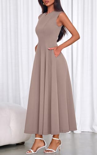 PRETTYGARDEN Fit and Flare Wedding Guest Dress Plus Size Dresses for Curvy Women Sleeveless Elegant Dresses for Women (Grey Coffee, XX-Large) by PRETTYGARDEN - Used condition - Image 8