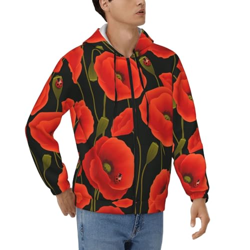 Sweat à capuche thermique homme fini le froid grâce au zip intégral fleuri