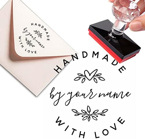 Custom Stamp Handmade with Love Stampin' Pads Heart and Fe Serie Address Business Stamps Labels Personalized Stamp