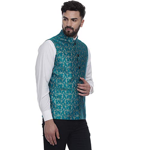Image of Veera Paridhaan Men's Poly Cotton Jute Nehru Jacket