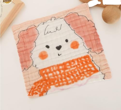 Image of Little Boo Muslin 6 Layer Organic Cotton Face Towel for Newborn Baby, Baby Bath Towel Wipes Extra Soft Hankies Handkerchief for Kids, Reusable Napkins for Toddlers Kids (Pack of 5) -Digital Print