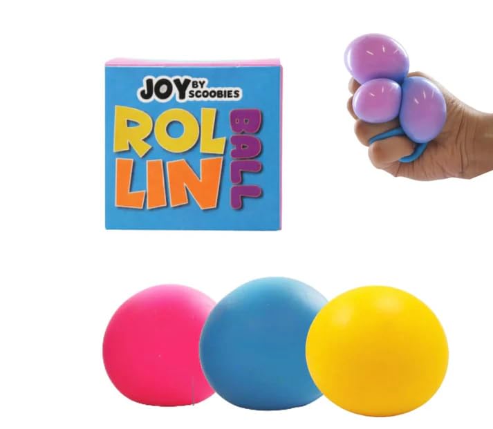 Image of Joy by SCOOBIES Rollin Ball - Color-Changing Squishy Stress Relief Toy for Kids & Adults | Soft Sensory Fidget Ball | Non-Toxic, Washable, Portable TPR Squeeze Toy