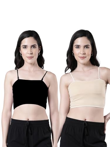 Image of Femmora Body Hugging Crop Top, Soft and Comfortable Cotton Fabric and Adjustable Shoulder Strap and Detachable Cookie Pad, for Women, Pack of 1