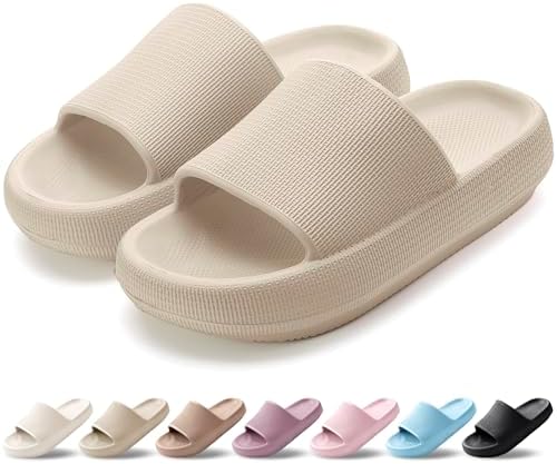 (-66%) HEOAARG Badelatschen Herren Damen Rutschfest Badeschlappen Wolke Weich Schlappen Slippers Sommer Pantoletten Badesandalen Cozislides Flip Flops Innen/Außen，Khaki，46-47 EU