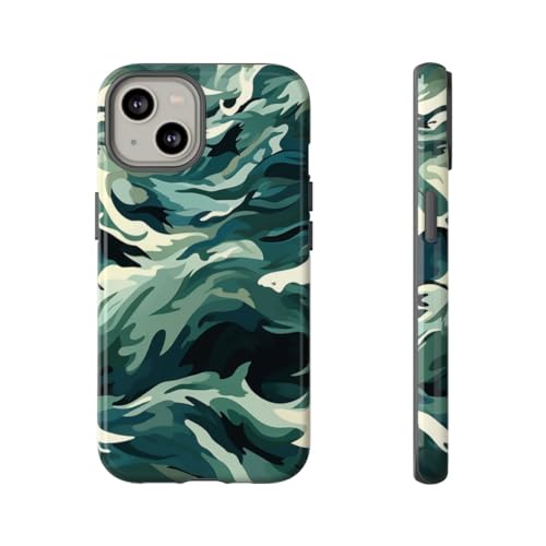 Coque rigide iPhone 14 vagues et requins brillante protégeant des rayures