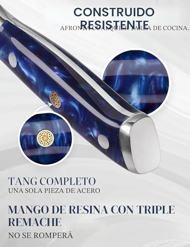 Miniatura 4 de Wildmok Cuchillo De Chef, Cuchillos De Cocina De Acero Vg10 Japonés De Damasco De 20 Cm, Cuchillo De Chef Con Mango De Resina, Cuchillos De Chef Con Caja De Regalo Incluida