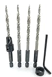 FTG USA Maximum Torque #8 (11/64') Adjustable Countersink with 3 Replacement Bits Plus 1 Hex Wrench and 1 Adjustable Depth Stop Collar - Tapered Drill Bit Secured with Pin - Handy Pack