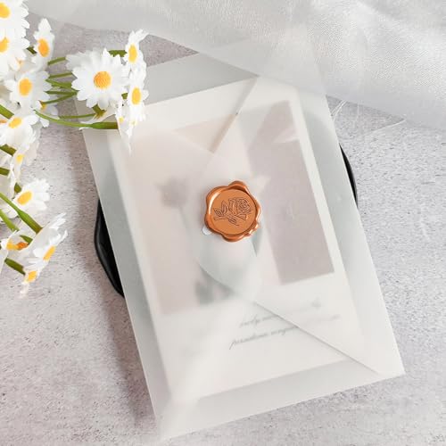 Pilloze 50 Pcs Orange Rose Style Wax Seal Stickers, Self Adhesive Wax Seal for Wedding Invitation, Easy Use Good Adhesion, Orange Rose Envelope Stickers Perfect for Invitation, Vellum Jackets, Menu — view 6
