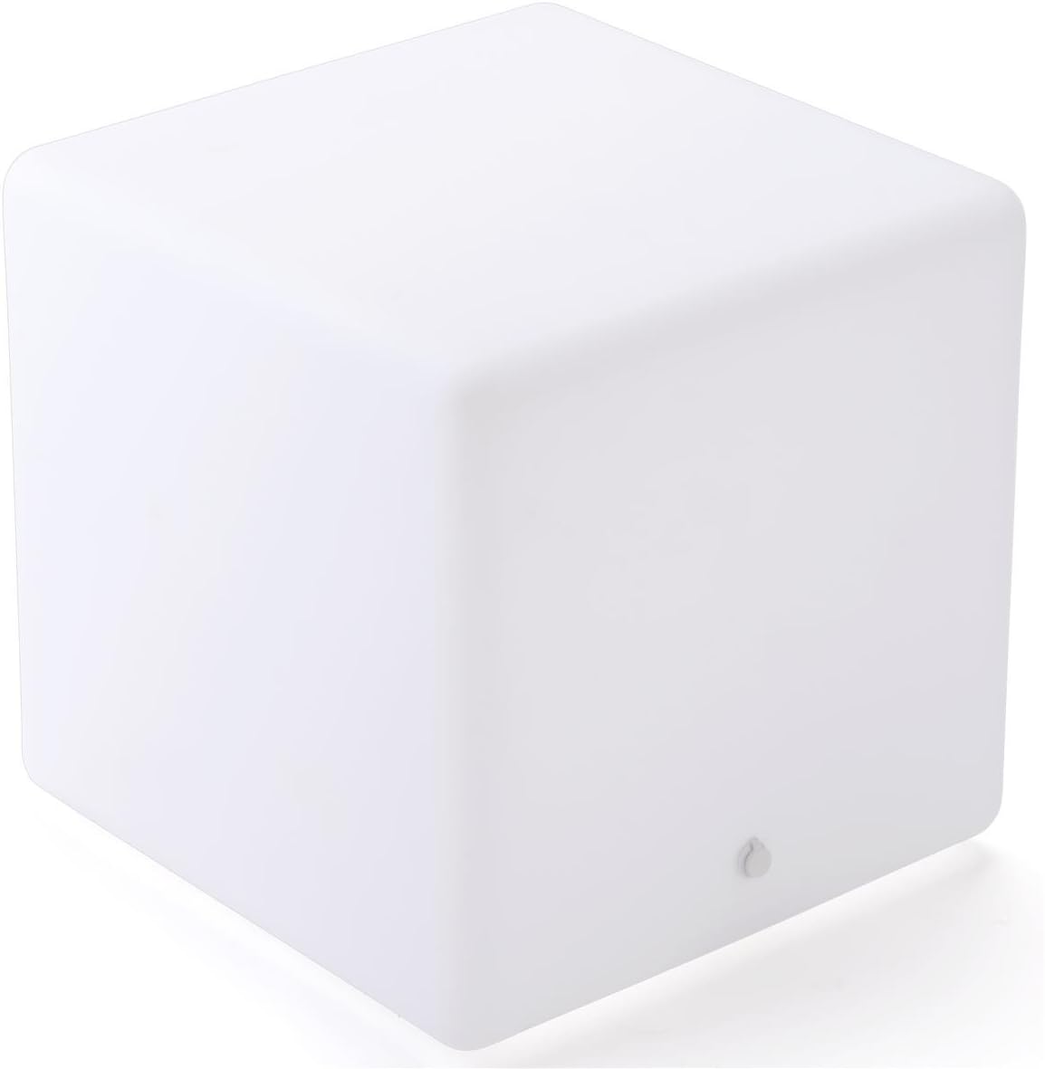 Displays2go, LED Cube Table, ABS Plastic Construction – White (with 16 Color Lighting Options) (FDLED16CU)