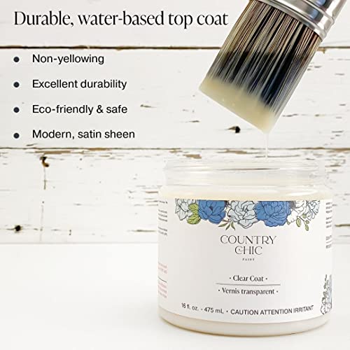 Clear Coat - Eco-Friendly Clear Satin Sheen Top Coat For Chalk Style Furniture Paint, Very Durable, Non Yellowing, Waterproof Sealant For High Traffic Furniture - Indoor/Outdoor - Pint (16 Oz) #TOP1