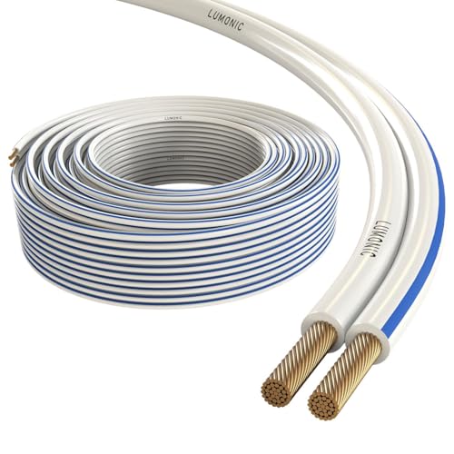 Câbles de haut-parleurs Lumonic 50m blanc pour éviter les pertes audio