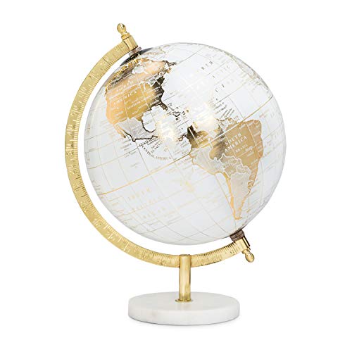 Abbott Collection 57-LATITUDE-18 Spinning Small Decorative Globe, White/Gold, 11" H by Abbott Collection - Used condition - US$38.89