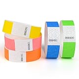 DGBDPACK 500 Pcs Neon Wristbands, 1-500 Consecutive Numbers, 5 Colors, Waterproof Tearproof Wrist Straps Admission Bracelets Tickets (Assorted)