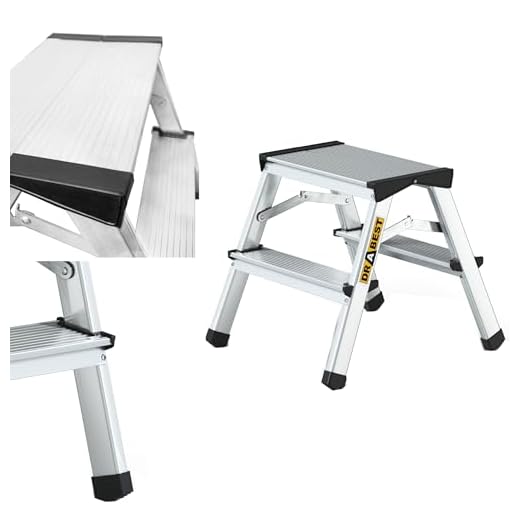 Drabest 2-Traps Aluminium Dubbelzijdige Huishoudladder, Capaciteit 125kg - Trapladder met Werkladderplatform – Ladders Multifunctioneel – Trapladders 2 Treden – 39 x 41 x 20cm