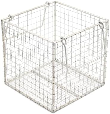 Stainless Steel Medical Instrument Sterilization Tray with Handles, Square Washing Basket, Uniform Mesh Design for Hospitals & Laboratories (30x20x20cm/11.8x7.9x7.9in)