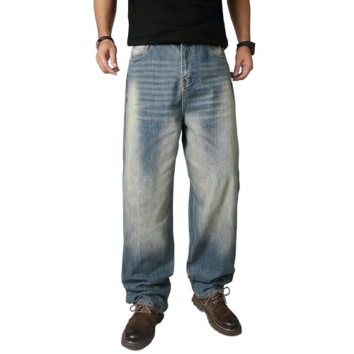 OIIIO Men's Wide Leg Baggy Casual Jean