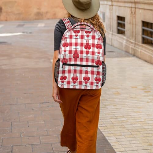 Mochila escolar de viaje Cherry Check de 15.6 pulgadas para estudiantes 6