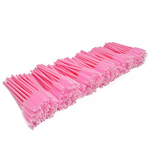Quewel lash Disposable Eyelash Mascara Wands Brushes Cosmetic Eyelash (300 PCS, Full Pink)