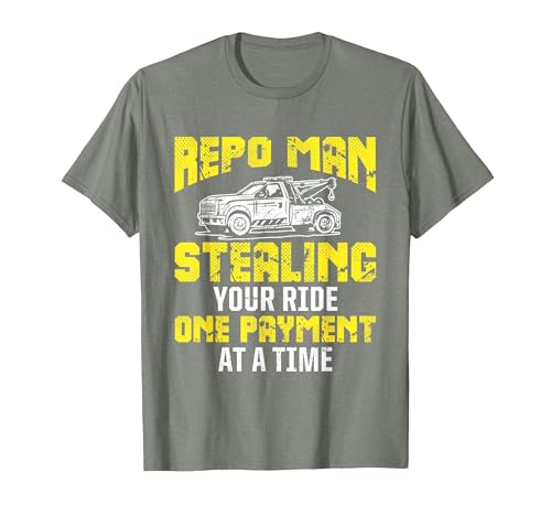 Repo Man Recovery Agent Repossession Funny T-Shirt, Men, Olive Heather, 3X-Large