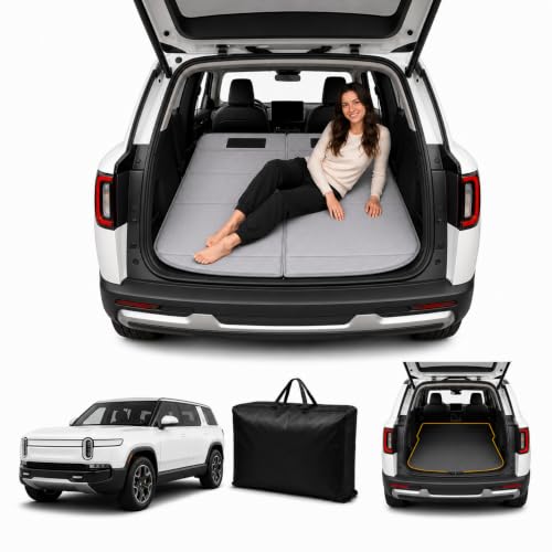 Image of Car Mattress for R1S 2022-2026, Upgraded Non-Inflatable Thickened Foam SUV Car Camping Mattress, Foldable Trunk Sleeping Pad Car Bed Mattress for Road Trips Camping Travel