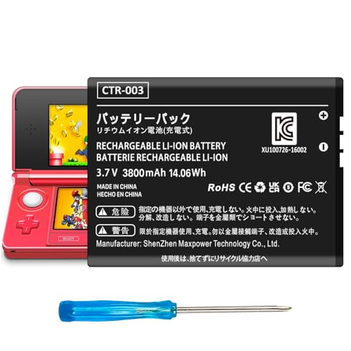 Image of [3800mAh] Battery for CTR-003, CTR-003 Battery Replacement Compatible with Nintendo 2DS / New 2DS XL / 3DS / N3DS / Wii U Pro Controller Game Controller CTR-001 CTR-003 MIN-CTR-001 with Tool