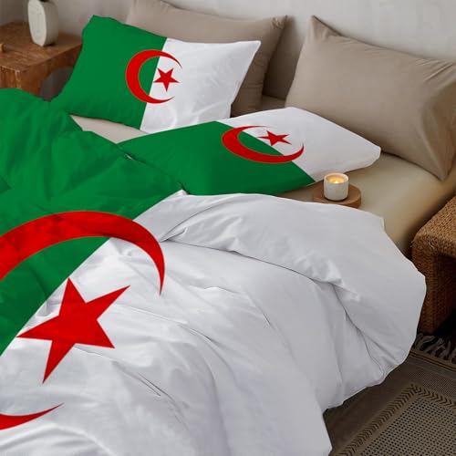 Housse de couette drapeau algérien 200x200 parure de lit microfibre sans repassage - 5
