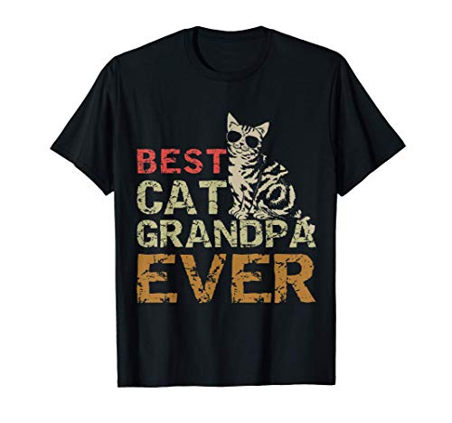 Hombre Best Cat Grandpa Ever Funny Cat Kitty Lover Retro Style Gift Camiseta
