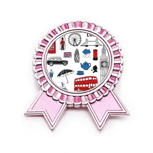 Broche London Big Ben rose en métal pour personnaliser un vêtement fade