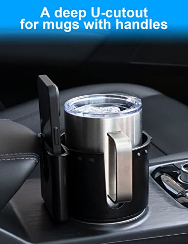 Cup Holder Expander For Car With Phone Holder, Automotive Cupholder Insert Adapter Fits Hydro Flask, Yeti, Nalgene, Large & Oversize Water Bottles, Black(1-Pack) #TOP5