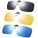Produktbild LR Unisex polarisierte Clip-On Flip Up Gläser für verschreibungspflichtige Sonnenbrillen UV-Schutz Sonnenbrille über RX Brille (2 Stück, 3-teilig) Gr. M, 1 Black & 1 Yellow & 1 Blue