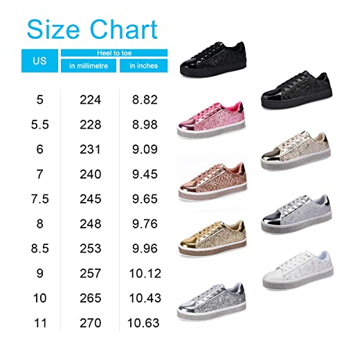 Uubaris Women's Glitter Tennis Sneakers Floral Dressy Sparkly Sneakers Rhinestone Bling Wedding Bridal Shoes Shiny Sequin Shoes White Size 8 #TOP6