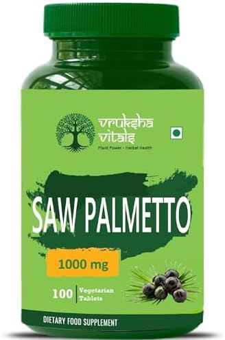 Vruksha Vitals Saw Palmetto Extract 1000 mg - 100 tablets/capsules supplement as DHT Blocker with Biotin