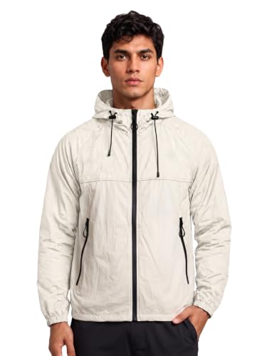 Image of CHKOKKO Sunscreen Jacket For Men With Hood | Advanced Upf 50+ UV Ray Sunblock Sunscreen | Water-repellent Lightweight Nylon Cooling Quick Dry Fabric | Sports Cycling Travel & Dailywear