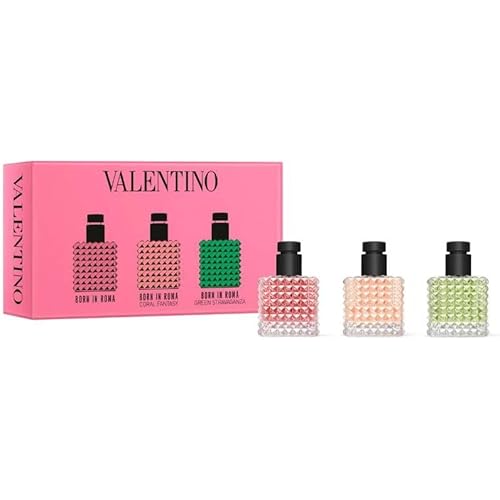 Valentino Perfume Mini Gift Set for Women: Born in Roma Donna Trio Discovery Set - Includes Born in Roma Donna, Coral Fantasy, Green Stravaganza 0.2 fl oz Each