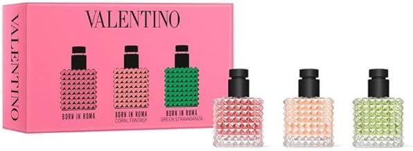 Valentino Perfume Mini Gift Set for Women: Born in Roma Donna Trio Discovery Set - Includes Born in Roma Donna, Coral Fantasy, Green Stravaganza 0.2 fl oz Each