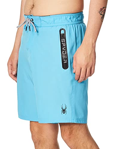 Spyder Men's Standard Quick Dry Board Short Lightweight Stretch Zip Logo 9" Swim Trunk, Dark Aqua, Large #TOP3