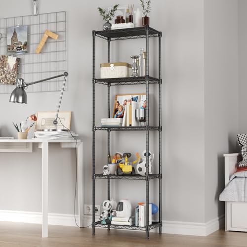 Singaye 5 Tier Shelf Wire Shelving Adjustable Storage Shelves Storage Rack,Standing Storage Shelf Units For Kitchen Closet Laundry Bathroom Pantry,Narrow Mesh Gaps,16"W X 10"D X 55"H,Black thumb #5