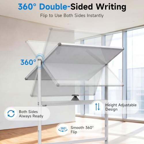 Rolling Whiteboard 48"x36" Magnetic Dry Erase Board with Stand, Double Sided Mobile Whiteboard on Wheels, Non-Foldable Large Portable White Board for Office, Classroom & Home - Image 7