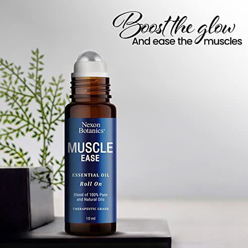 Muscle Ease Essential Oil Roll-On 10Ml - 100% Pure Therapeutic Grade Blend For Sore Muscles, Aches & Pains - Roll On Application - Perfect For Athletes And Active Individuals - Nexon Botanics #TOP2