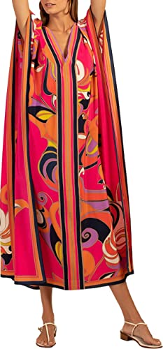 Cashew Flower Silk Caftan Women Vneck beach Cover up Caftans Kaftan for Women Loose Plus Size Caftan (B3)