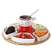 XCXDX Fonduta di Formaggio in Ceramica con 4 Forchette, 5 Pezzi di Snack con Vassoio, Vestito per Feste