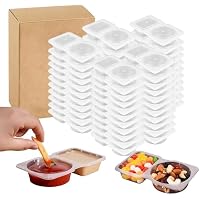 50-Piece Double Compartment Condiment Container with Lids only