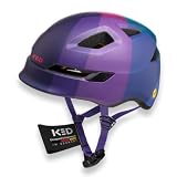 POP Kinderhelm Für Jungen Und Mädchen Von KED – Leicht Mit 8 Belüftungsöffnungen, MIPS Schutz, LED-Rücklicht Und Komfortable K-Fit Anpassung | Farbe: Lilac Green | Größe: 52-56 (M)