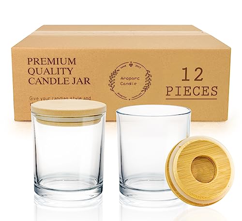 Aroparc Bulk Candle Jars with Lids 12 Pack 10oz